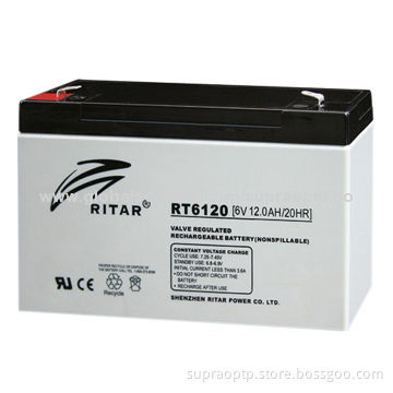 6V/12Ah Rechargeable MF Sealed Lead-acid Deep Cycle Battery for UPS, Data Stations, Solar, Boats
